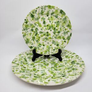 Royal Stafford Angleterre England Sponged Green 11" Dinner And 8" Salad Plate GC
